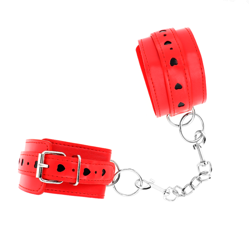 KINK - RED WRIST WITH BLACK HEART INLAY ADJUSTABLE 21-28 CM X 5.5 CM