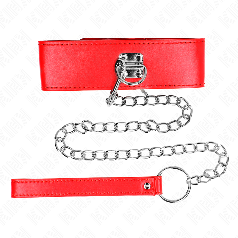 KINK - COLLANA CON CINTURA 65 CM CON LARGO CINTURINO ROSSO REGOLABILE 33,5-41 CM X 5 CM