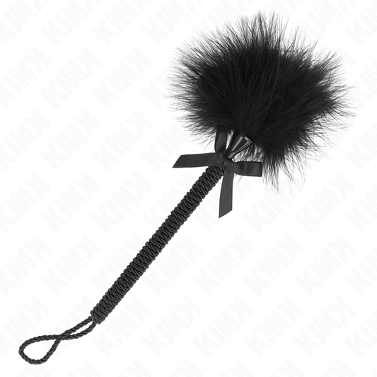 KINK - NYLON ROPE WAND WITH TICKLE FEATHERS AND BLACK BOW 25CM