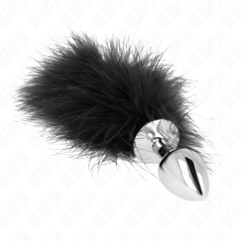 KINK - STAINLESS STEEL BUTT PLUG 11 x 7 CM WITH 11 CM FEATHER