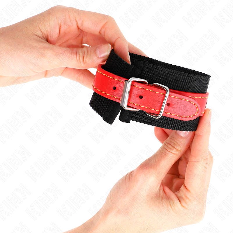 KINK - BLACK NYLON WRIST RESISTANCE WITH RED LEATHER ADJUSTABLE 19-24 CM X 5.5 CM