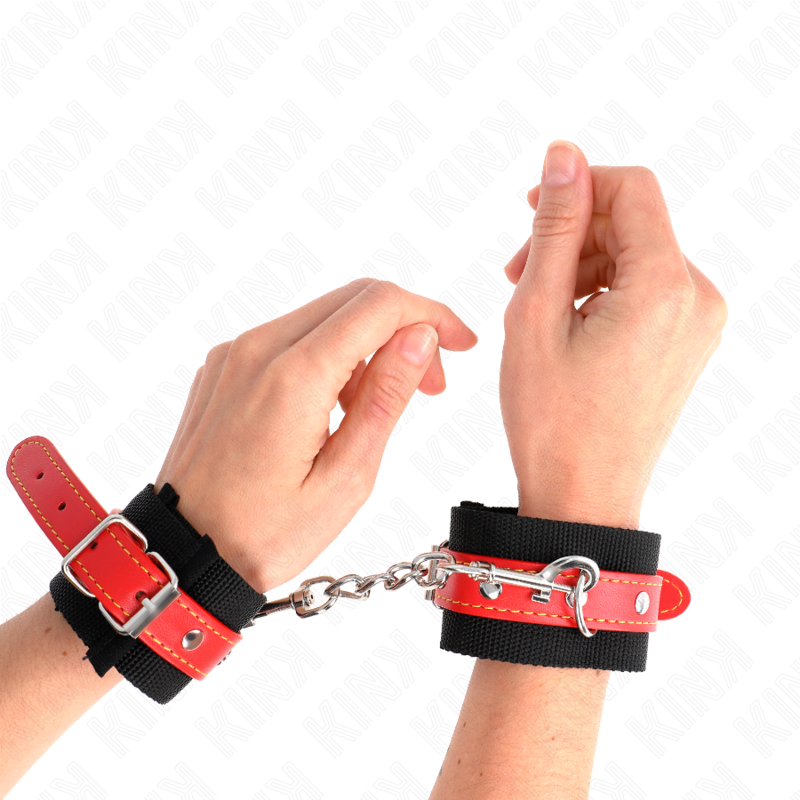 KINK - BLACK NYLON WRIST RESISTANCE WITH RED LEATHER ADJUSTABLE 19-24 CM X 5.5 CM