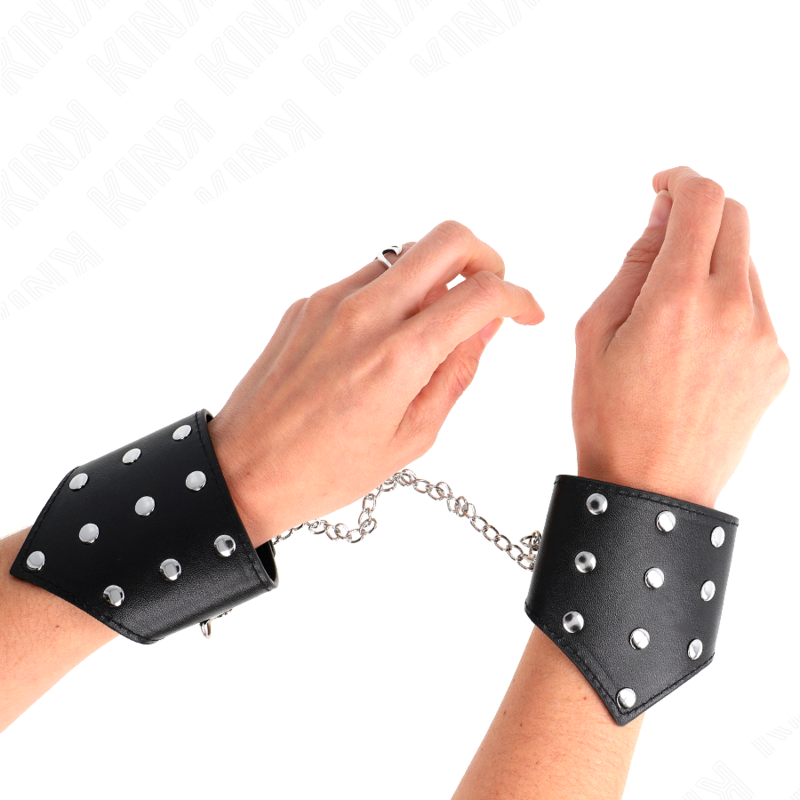 KINK - BRACELETS STYLE POINTS NOIR AVEC CHAÎNE AJUSTABLE 17-23 CM X 8,5 CM