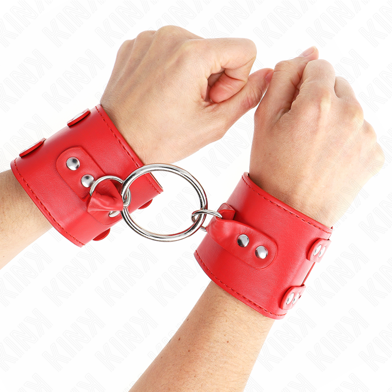 KINK - FIXED WRIST WITH RING AND STUDS ADJUSTABLE RED 17-22 CM X 6.5 CM