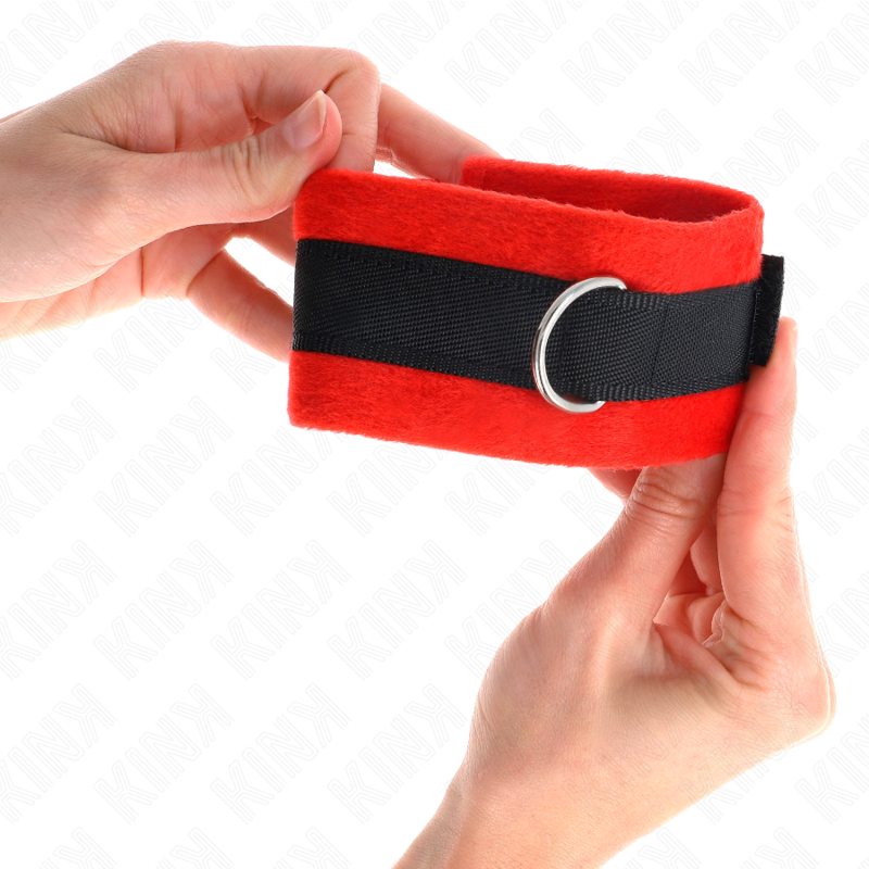 KINK - FUR CUFFS FOR BEGINNERS BLACK-RED 30 X 7 CM