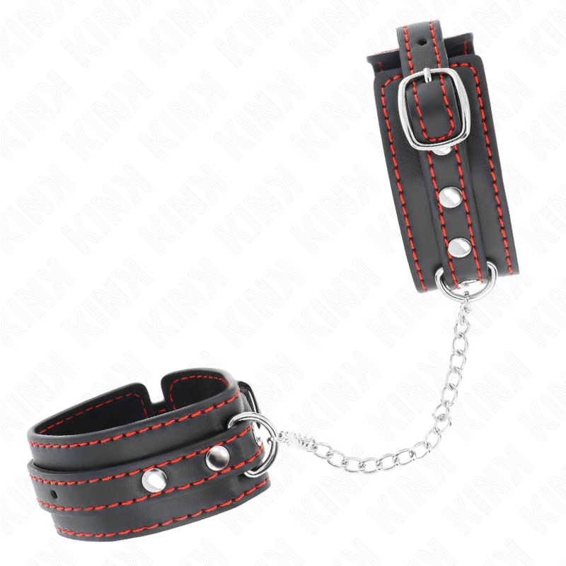 KINK - PETIT POTENTIEL DE POIGNET NOIR AVEC DOUBLURE ROUGE RÉGLABLE 14-24 CM X 3,5 CM