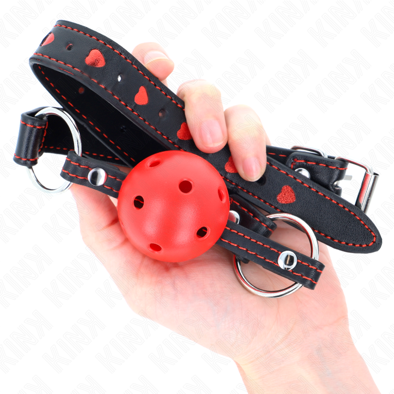 KINK - BALL GAG CREUX DUR ROUGE MODÈLE 2 65 x 2,5 CM