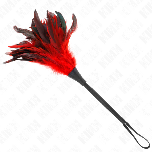 KINK - PLUMES DE POULET ATTACHÉES EN FORME DE CORNE ROUGE 36 CM