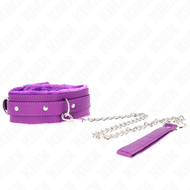 KINK - COLLARE CON GUINZAGLIO 65 CM CON RESTRIZIONI VIOLA 36-42 CM X 5,5 CM