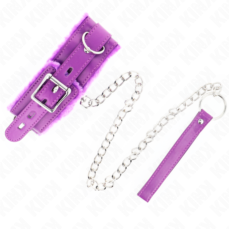 KINK - COLLARE CON GUINZAGLIO 65 CM CON RESTRIZIONI VIOLA 36-42 CM X 5,5 CM