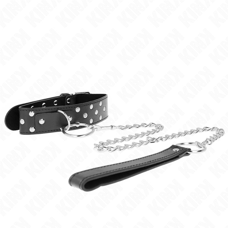 KINK - RIVET RING STRAP NECKLACE WITH BELT 65CM BLACK ADJUSTABLE 36-50CM X 3.8CM