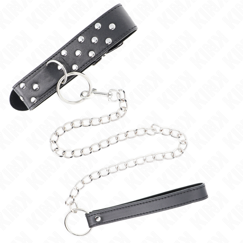 KINK - RIVET RING STRAP NECKLACE WITH BELT 65CM BLACK ADJUSTABLE 36-50CM X 3.8CM