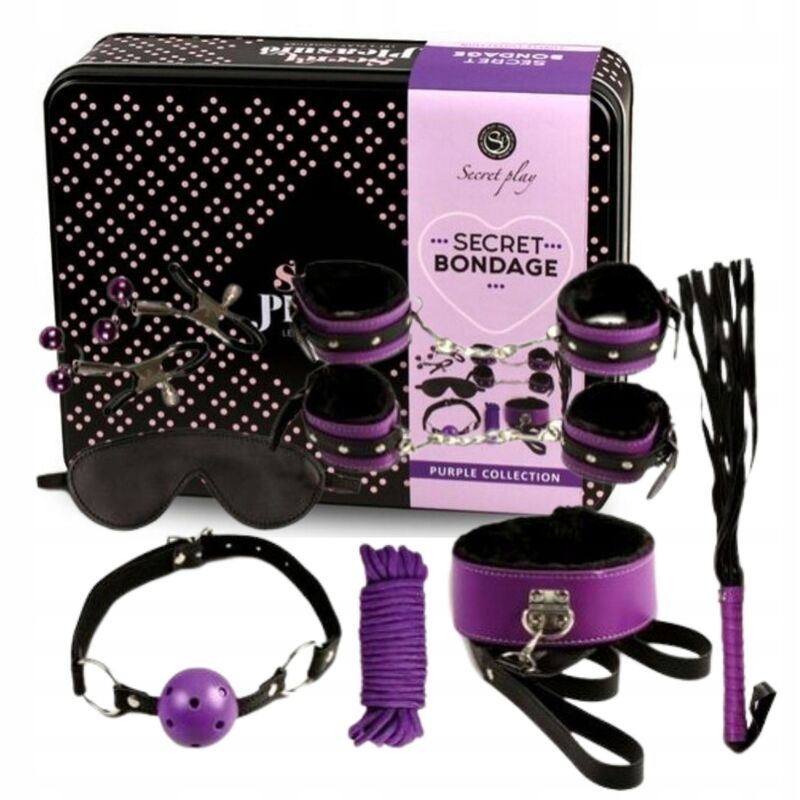 SECRETPLAY - SET BDSM 8PCS VIOLET / NOIR.