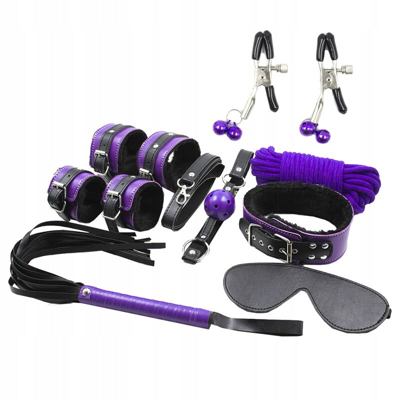 SECRETPLAY - SET BDSM 8PCS VIOLET / NOIR.