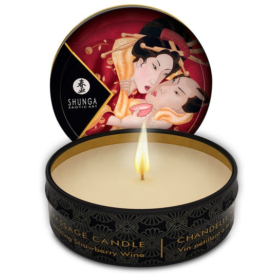 SHUNGA - MINI CARESS BY CANDELIGHT MASSAGE CANDLE STRAWBERRIES AND CAVA 30 ML