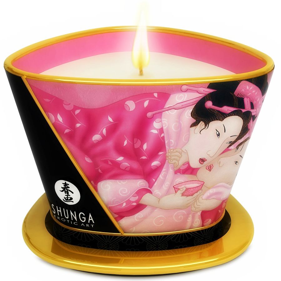 SHUNGA - MINI CARESS BY CANDELIGHT APHRODISIAC MASSAGE CANDLE WITH ROSE 170 ML