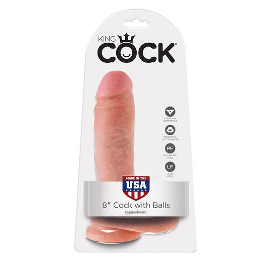 KING COCK - 8 GODES DE CHAIR AVEC BOULES 20,3 CM