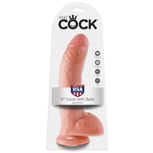 KING COCK - 9 GODES DE CHAIR AVEC BOULES 22,9 CM