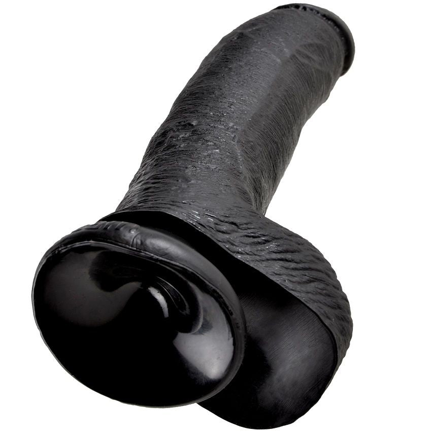 KING COCK - 9 BLACK DILDOS WITH BALLS 22.9 CM