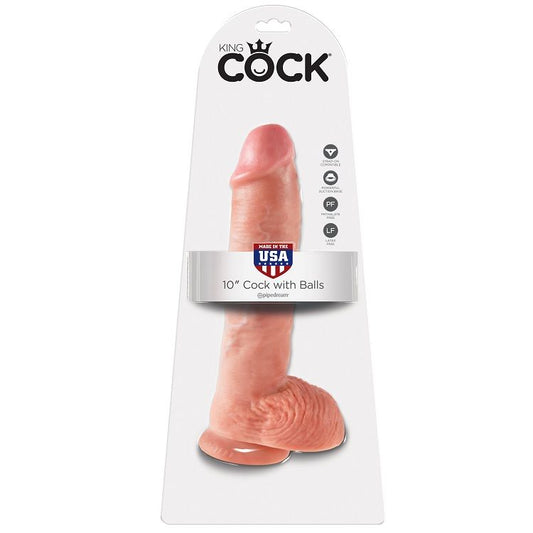 KING COCK - 10 GODES DE CHAIR AVEC BOULES 26,5 CM