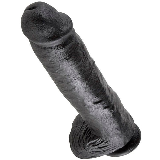 KING COCK - 11 GODES NOIR AVEC BOULES 28 CM