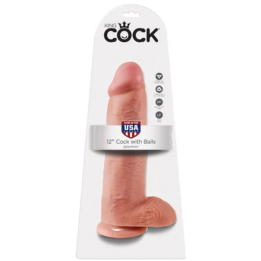 KING COCK - 12 GODES DE CHAIR AVEC BOULES 30,48 CM