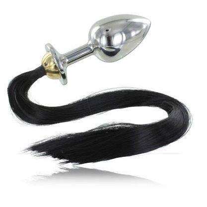 METAL HARD - METALLIC STEEL ANAL PLUG WITH TAIL 8.89 CM