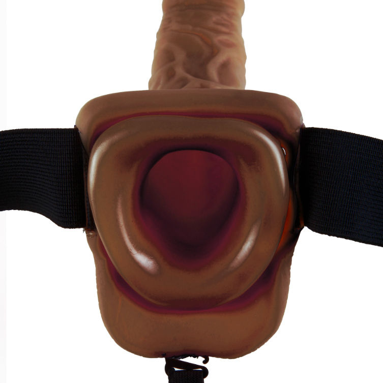 FETISH FANTASY SERIES - SERIES 9 HOLLOW STRAP-ON WITH BALLS 22.9CM BROWN