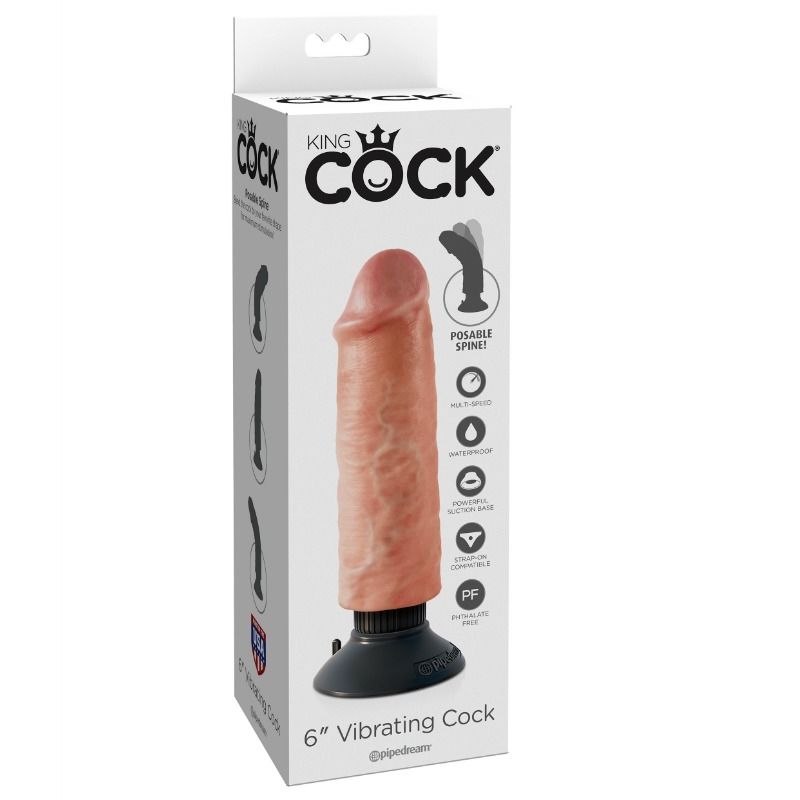 KING COCK - DILDO VIBRATOR 15.24 CM NATURAL