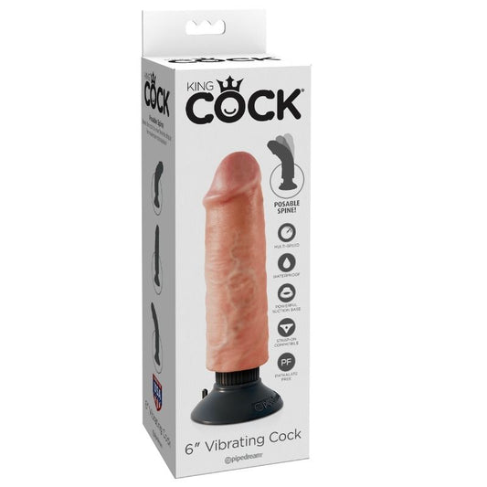 KING COCK - GODE VIBRATEUR 15,24 CM NATUREL