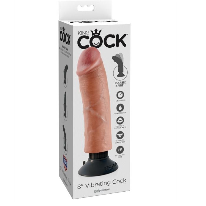 KING COCK - GODE VIBRATEUR 20,32 CM NATUREL