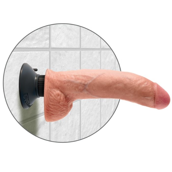 KING COCK - DILDO VIBRATORE CON TESTICOLI 23 CM NATURALE