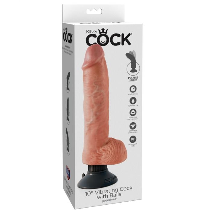 KING COCK - DILDO VIBRANTE CON TESTICOLI 25.5 CM COLORE NATURALE