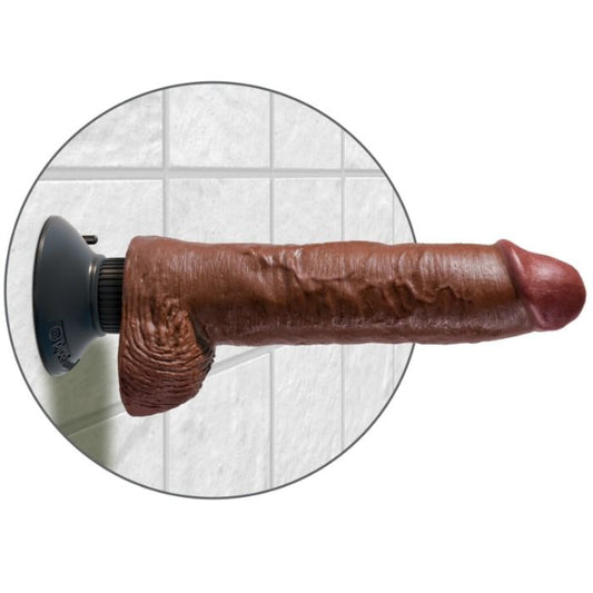 KING COCK - GODE VIBRATEUR AVEC TESTICULES 25,5 CM COULEUR MARRON