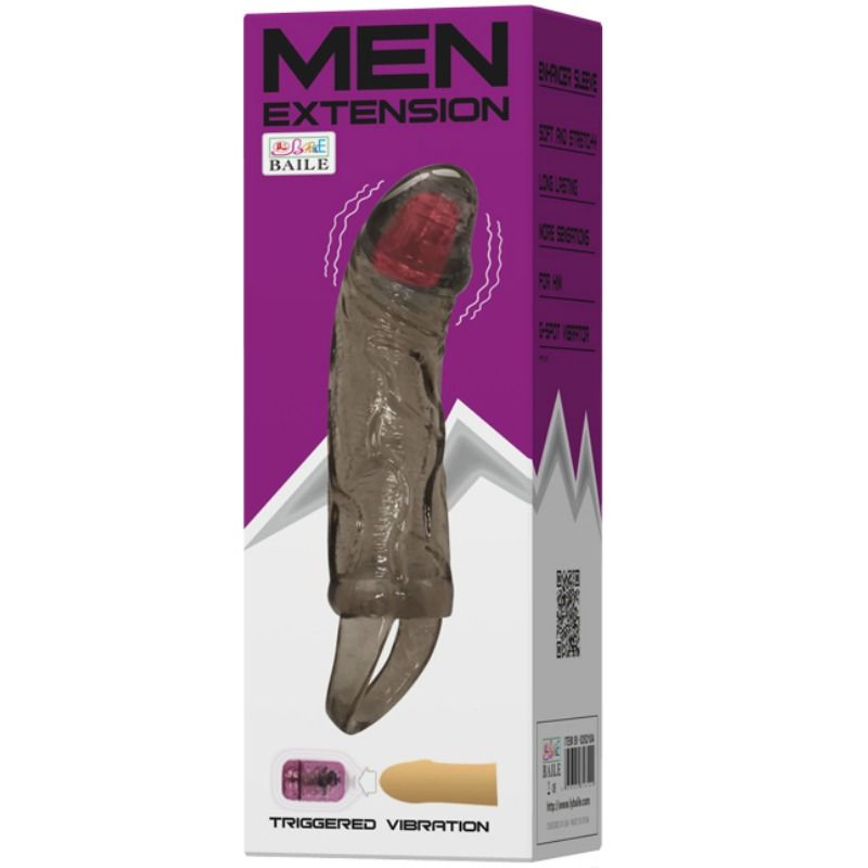 BAILE - VIBRATING PENIS EXTENSOR SHEATH WITH TESTICLE STRAP 13.5 CM