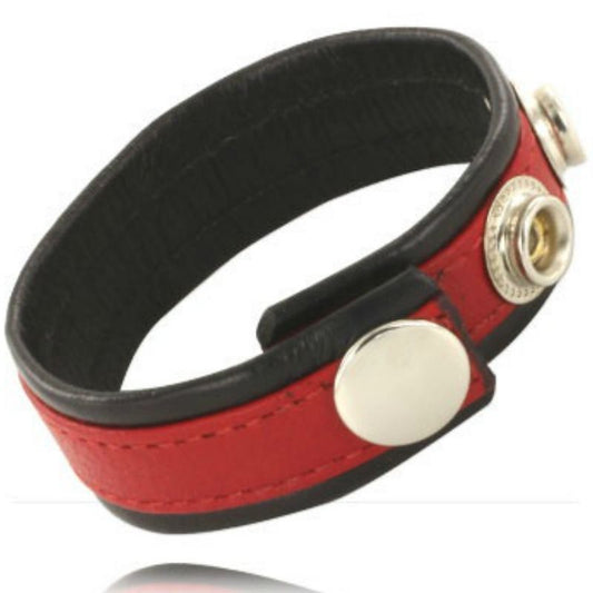 CORPS EN CUIR - ET BRACELET AVEC MOUSQUETONS - NOIR ET ROUGE