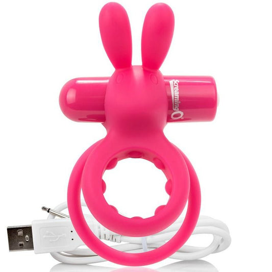 SCREAMING O - RECHARGEABLE DOUBLE RING WITH PINK RABBIT HARE