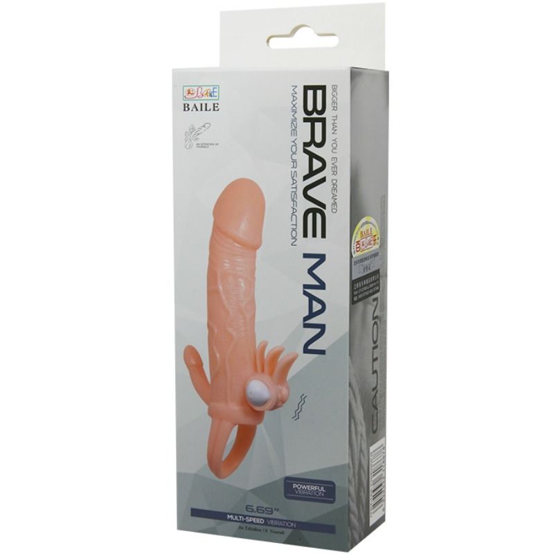 BAILE - COUVERTURE DE PÉNIS BRAVE MAN AVEC CLITO ET CHAIR POUR STIMULATION ANAL 16,5 CM