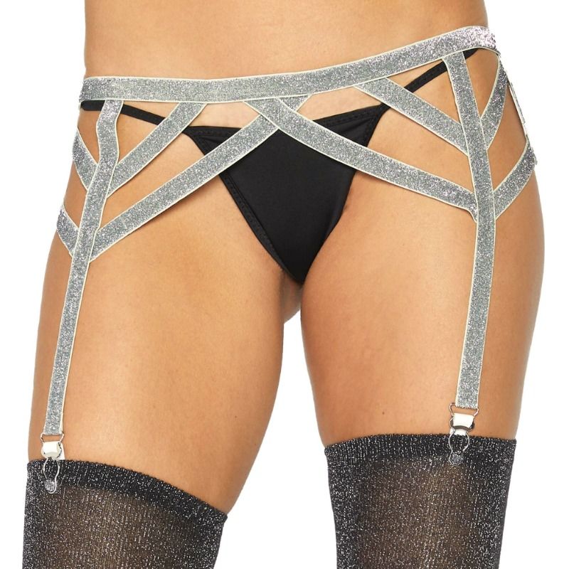 LEG AVENUE - SILVER LUREX ELASTIC BELT ONE SIZE