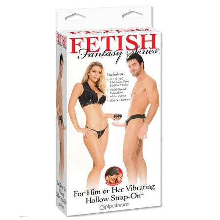 FETISH FANTASY SERIES - FETISH HOLLOW VIBRATING HARNESS FOR HIM AND HER NATURAL 14CM