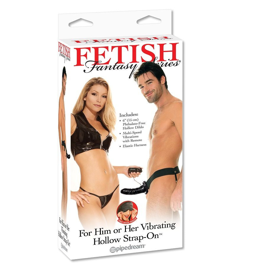 FETISH FANTASY SERIES - STRAP-ON VIBRATING CABLE FOR HER OR HIM BLACK