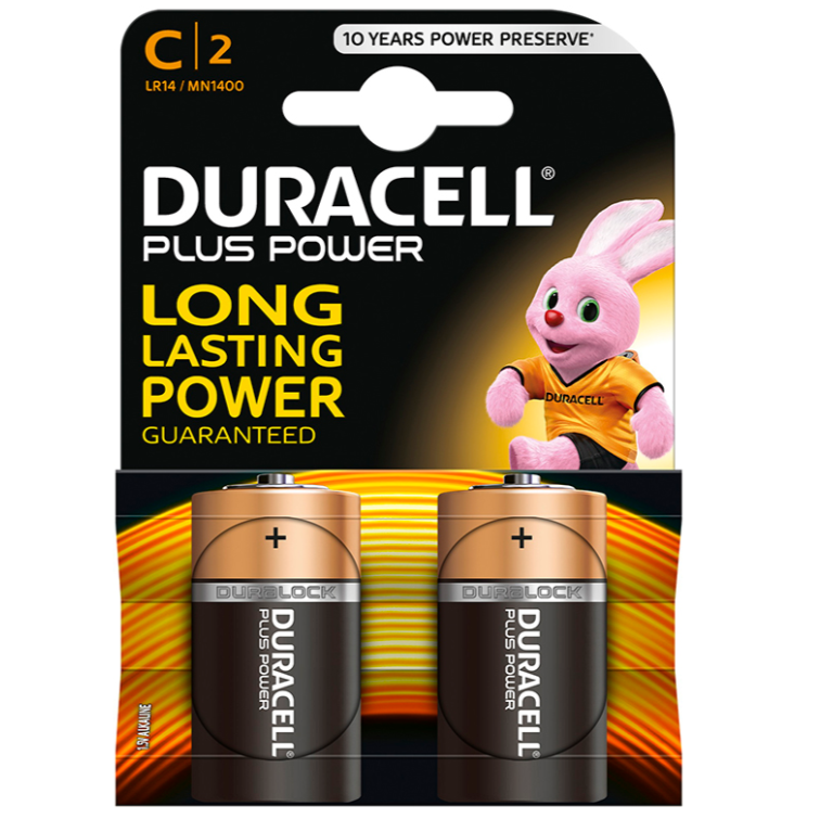 DURACELL - BATTERY - PLUS POWER C LR14 2 UNIT