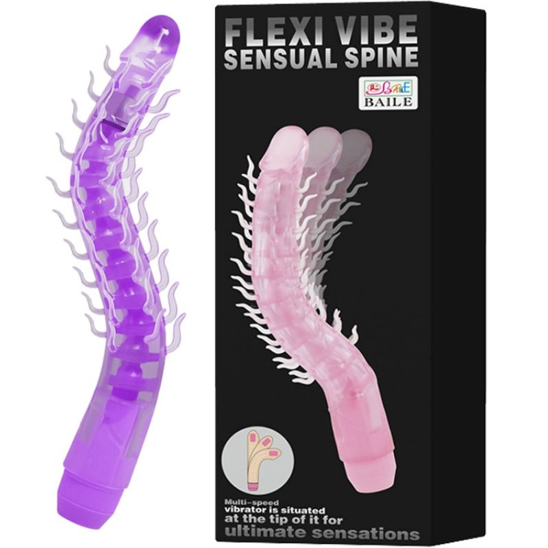 BAILE - FLEXIBLE VIBRATING DILDO SENSUAL SPINE FLEXI VIBE LILAC 23.5 CM