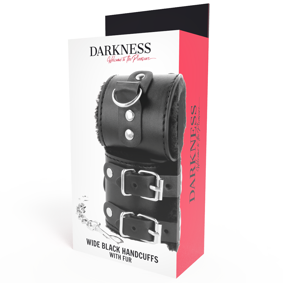 DARKNESS - MENOTTES AJUSTABLES EN CUIR NOIR AVEC DOUBLURE