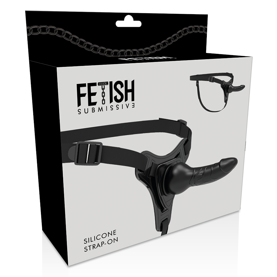 FETISH SUBMISSIVE HARNESS - REALISTIC BLACK SILICONE 16 CM