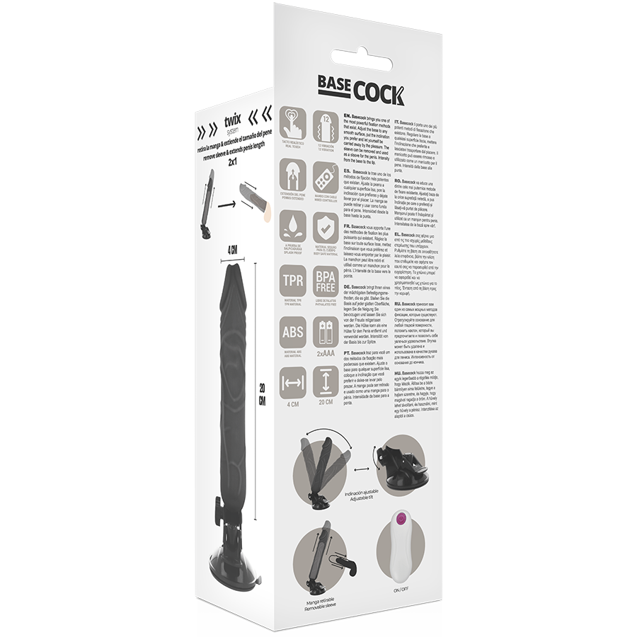 BASECOCK - VIBRATORE REALISTICO TELECOMANDO FLESH 20 CM -O- 4 CM