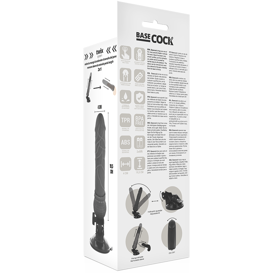 BASECOCK - VIBRATORE TELECOMANDO NATURALE REALISTICO 19.5 CM -O- 4 CM