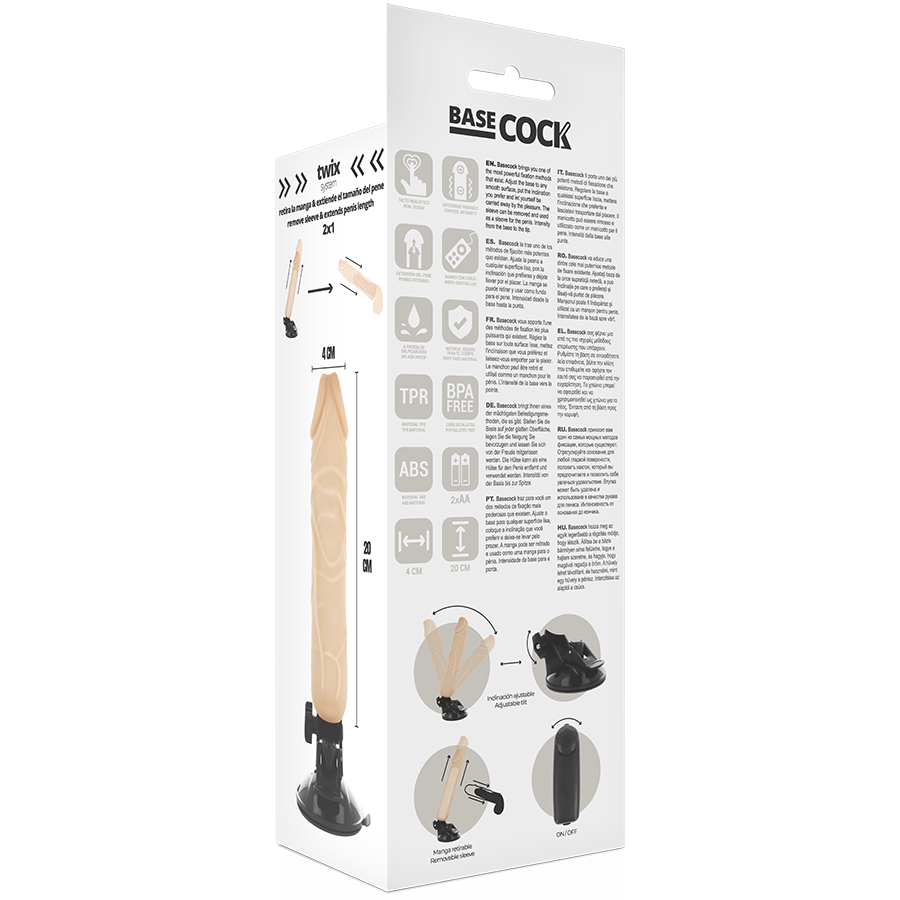 BASECOCK - VIBRATEUR TÉLÉCOMMANDE NATUREL RÉALISTE 20 CM -OU- 4 CM