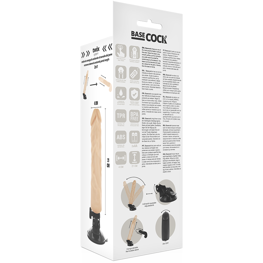 BASECOCK - VIBRATORE REALISTICO TELECOMANDO NATURALE 21 CM -O- 4 CM