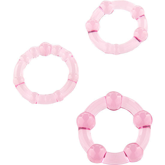 SEVEN CREATIONS - SET OF THREE PINK COCK RINGS